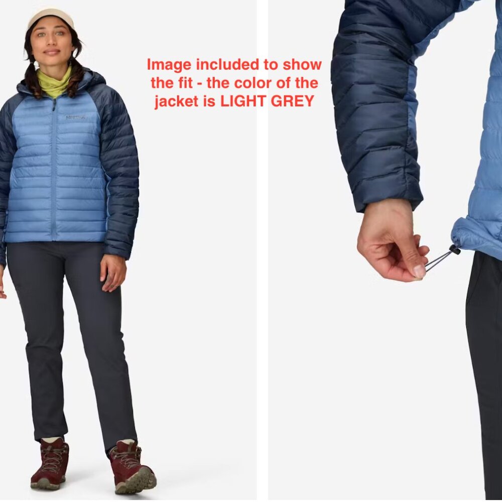 Light Grey Marmot Down Hoody Puffer Jacket Parka Size XL - Picture 6 of 6
